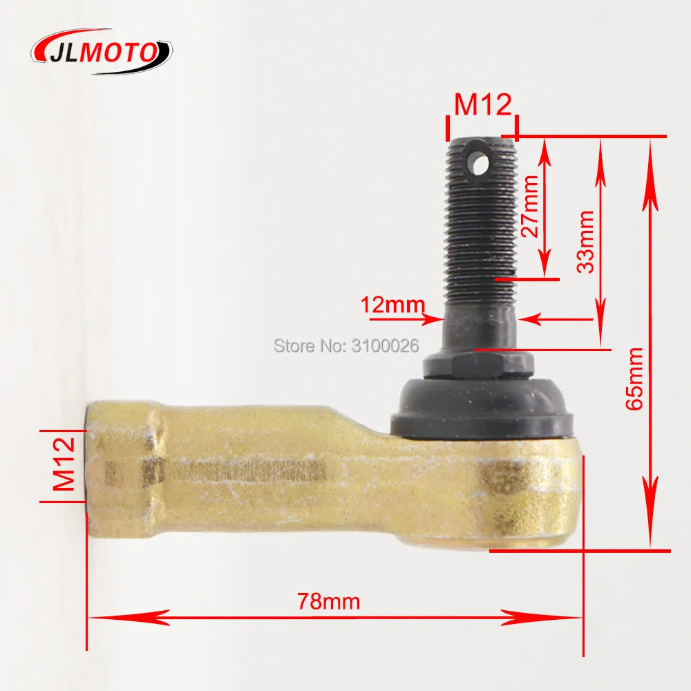 Kits d'extrémité de biellette de direction M12, 1 paire, joints à rotule adaptés à HiSUN Can-Am Polaris Renegade Outlander Yamaha Rhino 400 500 570 650 800R 1000
