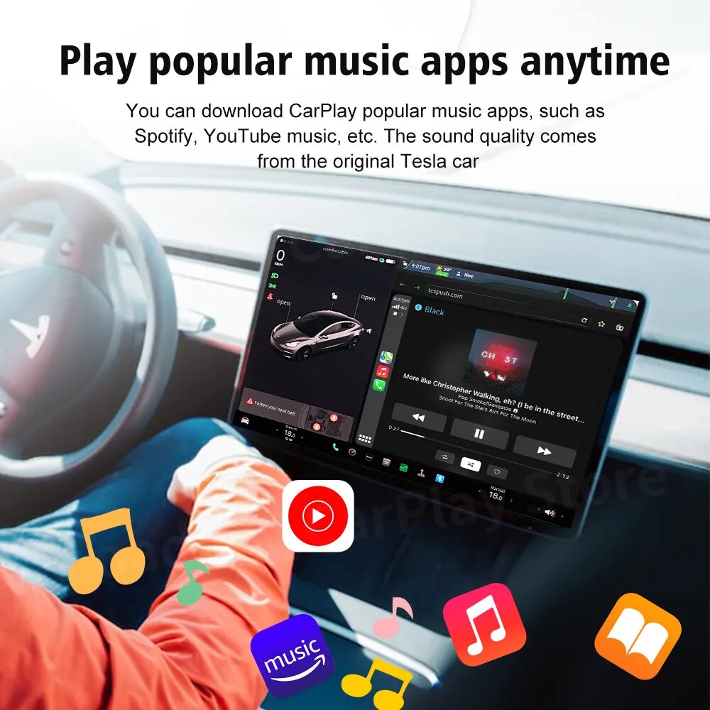 Activateur Tesla Carplay
CarlinKit sans fil CarPlay Android Auto pour Tesla modèle 3 modèle XY modèle S connexion automatique Siri Assistant vocal Spotify Waze 5G BT