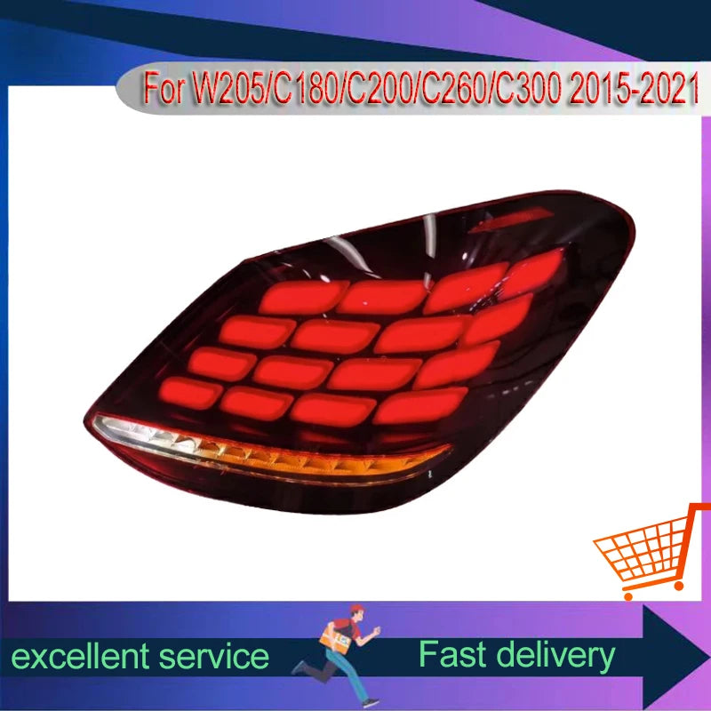 Faróis 3D Mercedes w205 classe c 2015 a 2021
Auto Taillight For Mercedes Benz W205 C180 C200 C260 C300 2015-2021 Modified Dynamic DRL Turn Signal Light Rear Lamp Assembly