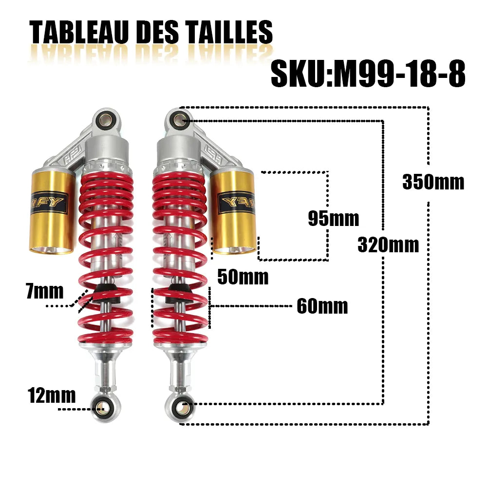 320mm moto amortisseur Protection de l'air chute moteur saleté vélo Scooter Quad ATV VVT amortisseurs ressort Suspension