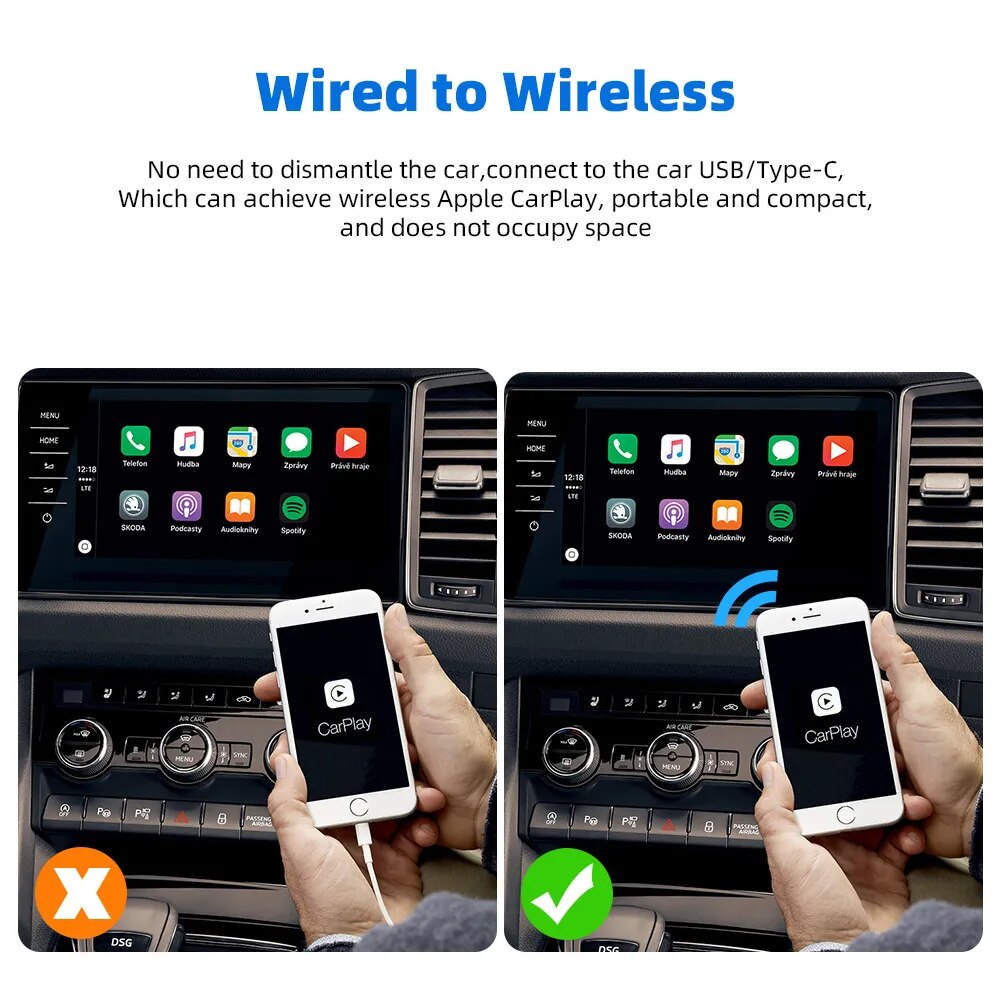 Mini activateur Uniquement les voitures avec radio préinstallée carpplay
 Adaptateur CarPlay sans fil, boîtier CarPlay pour Audi Mercedes Volvo Volkswagen, Etc., prise en charge de la connexion automatique, charge Siri IOS15