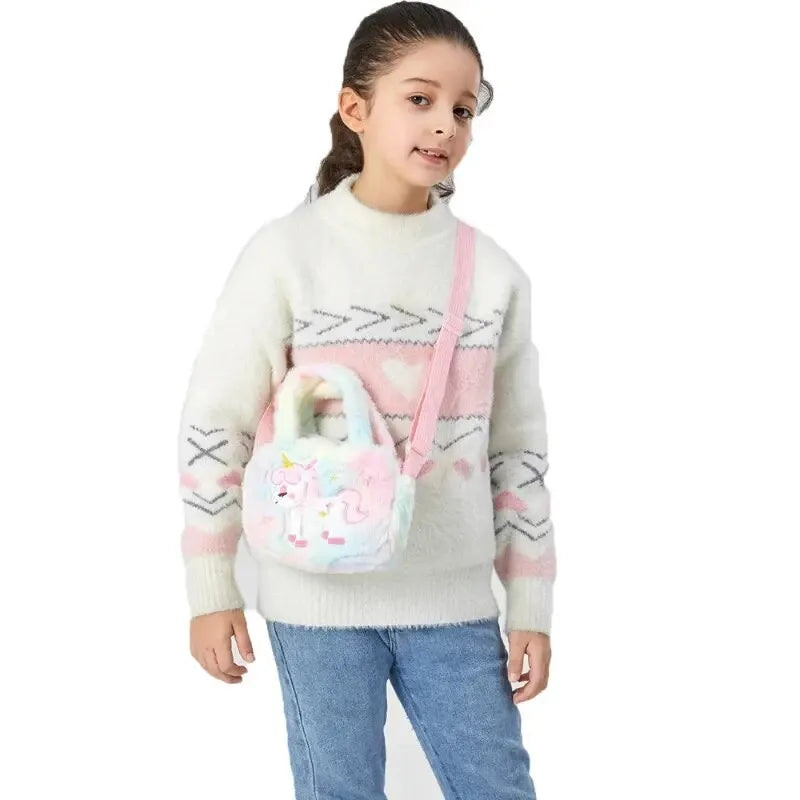 Jouet de sac en peluche licorne à bandoulière pour enfant