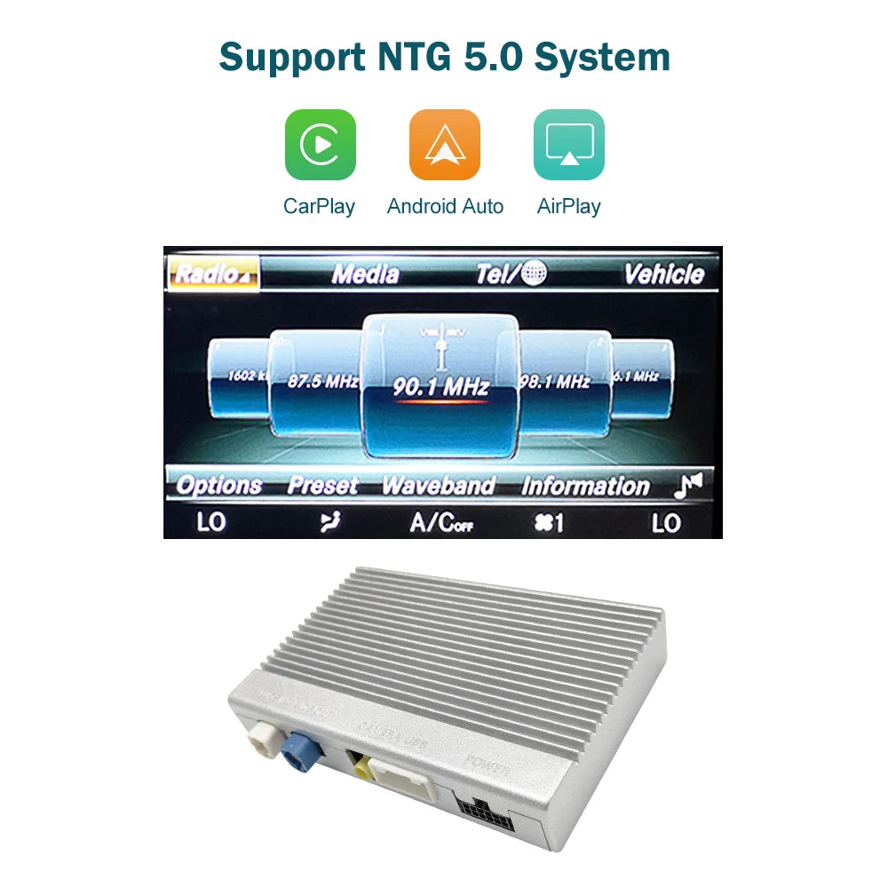 Boîte d'activateur CarPlay sans fil Mercedes Benz Classe C W205 GLC 2015-2018,
 
CarPlay sans fil pour Mercedes Benz classe C W205 GLC 2015-2018, avec fonctions de jeu de voiture AirPlay Android Auto Mirror Link