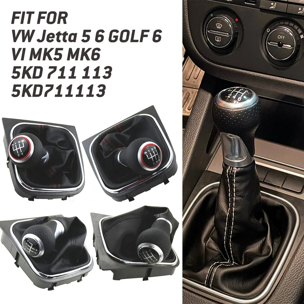 Kit Manete e fole de 5 ou 6 Velocidades para  VW JETTA GOLF 5 /6

5/6 Speed Gear Shift Knob For VW VW Jetta 5 6 GOLF 6 VI MK5 MK6 5KD 711 113 5KD711113 Car Replacement Manual Gear Stick Shifter