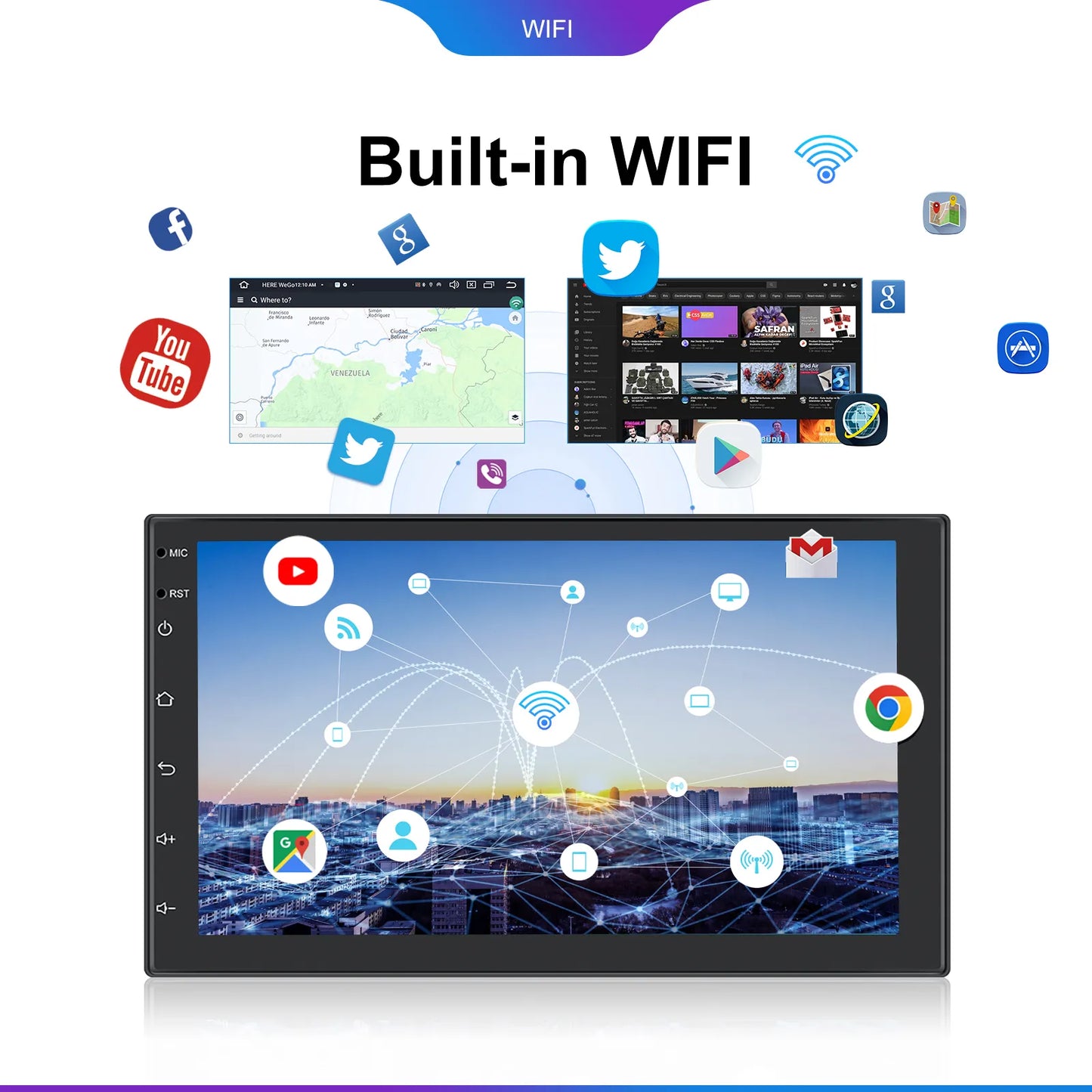 Rádio 
Podofo Android13 Car Stereo Radio 7/9/10inch 4+64G Carplay Android auto Car Multimedia Player WIFI Bluetooth For Toyota Honda