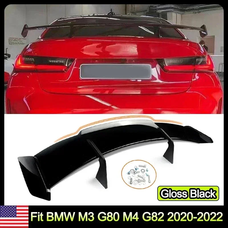 Spoiler BMW G80 M3 G82 M4 2020-22 BMW E92 E93 F10 G20 E88 E82 Applicable autres modèles
 
Aileron arrière de Style GT, pour BMW G80 M3 G82 M4 2020 – 22, noir brillant