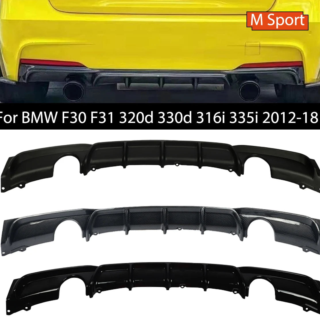 Difusor para BMW F30 F31  M-TECH 2012-2018 vários estilos