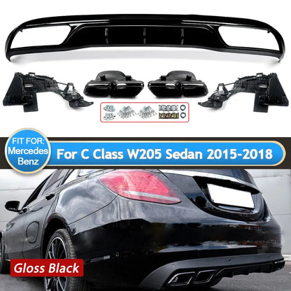 Kit c63 Mercedes W205 SEM PARA-CHOQUES AMG

W205 AMG Style Black Rear Bumper Diffuser For Mercedes W205 C Class Classic Model 2015-2018 4-outlet Exhaust Tips Endpipe