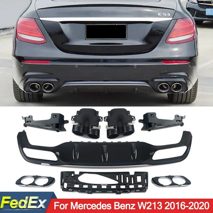 Kit completo Difusor Ponteiras C63 Mercedes W213 Para-Choques AMG

Rear Diffuser With Exhaust Tip For Mercedes-Benz W213 AMG E53 Style Bumper 2016-20