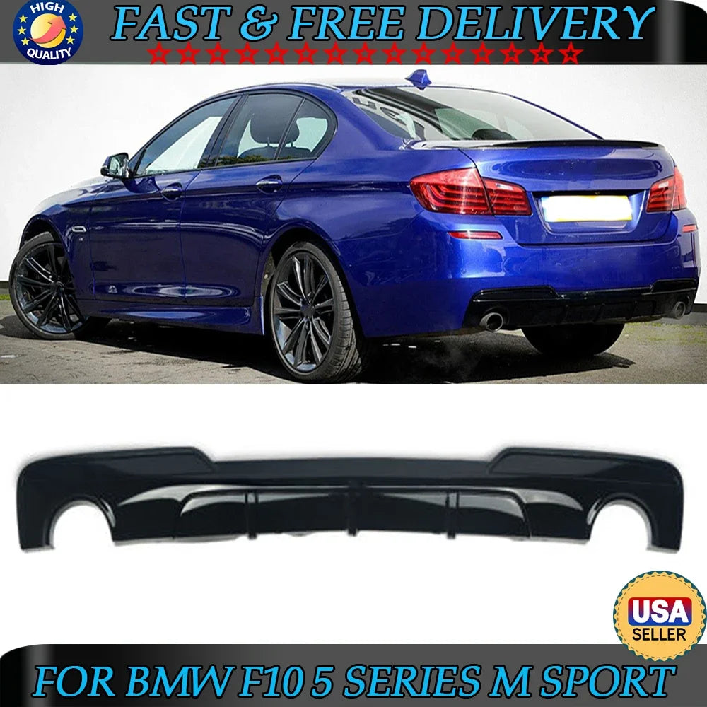 Difusor M Performance  BMW 5 Series F10 F11 2010-2016

 For BMW 5 Series F10 F11 2010-2016 with Sport Bumper Double-Single  M Performance Rear Diffuser Spoiler Front Lip