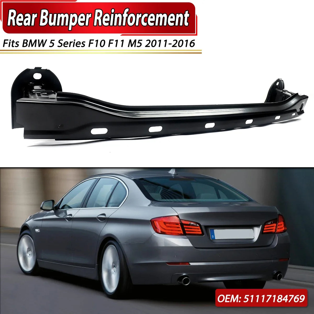 reforço DE para-choques bmw f10 f11

Rear Bumper Impact Reinforcement Bar For BMW 5 F10 F11 535i 550i M5 51127203976
