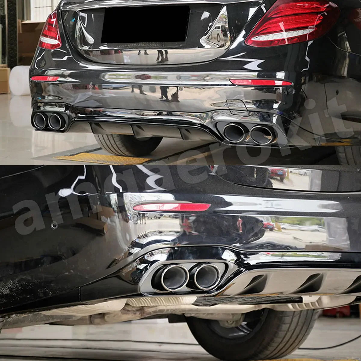 Kit completo Difusor Ponteiras C63 Mercedes W213 Para-Choques AMG

Rear Diffuser With Exhaust Tip For Mercedes-Benz W213 AMG E53 Style Bumper 2016-20
