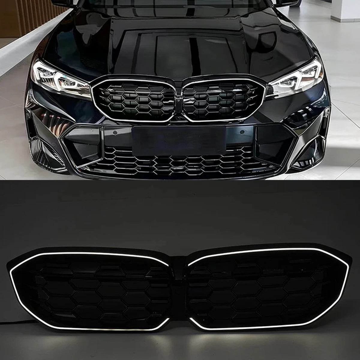 Grelha central iluminada LED BMW 3 Series G20 G21 G28 LCI Facelift   2023 2024 2025