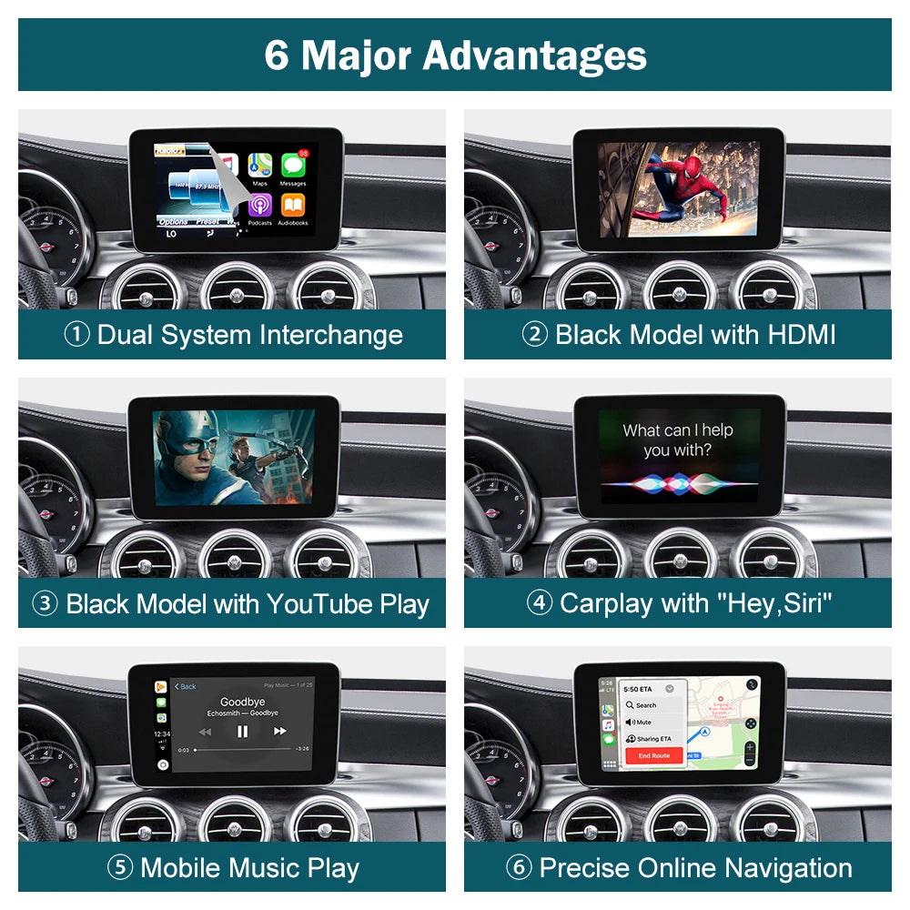 Boîte d'activateur CarPlay sans fil Mercedes Benz Classe C W205 GLC 2015-2018,
 
CarPlay sans fil pour Mercedes Benz classe C W205 GLC 2015-2018, avec fonctions de jeu de voiture AirPlay Android Auto Mirror Link