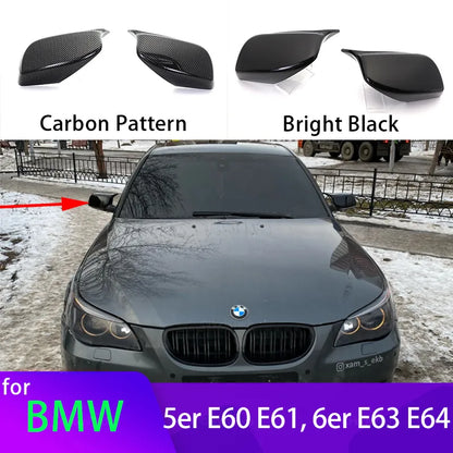 Capas de Espelho Tipo M5 Bmw E60 E61

Carbon Fiber Look Black Rearview Side Mirror cover Caps for BMW 5 Series E60 E61 E63 E64 2004-2008 520i 525i 528i 528xi 530i