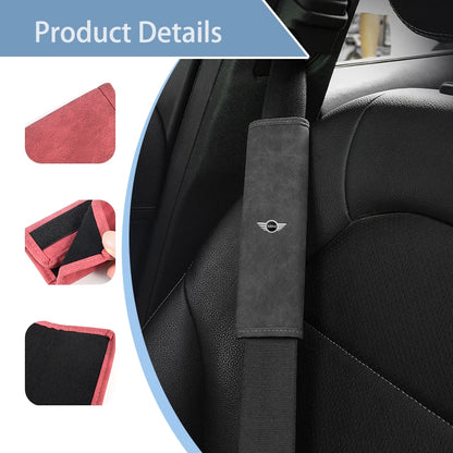 Protecção de cinto para Mini

For MINI Logo 2pcs Car Seat Belt Cover Leather Shoulder Protection Cooper JCW WORKS R55 R56 F55 F56 R57 R58 R59 R60 R50