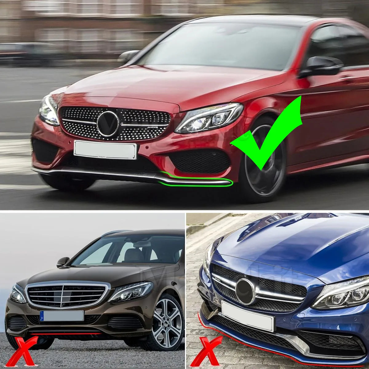 Lábio Frontal Para Choques AMG

Front Bumper Lower Lip Trim Molding Chrome for Mercedes C Class W205 2015-2018 3pcs  Set Front Bumper Lip Canard Lip Splitter