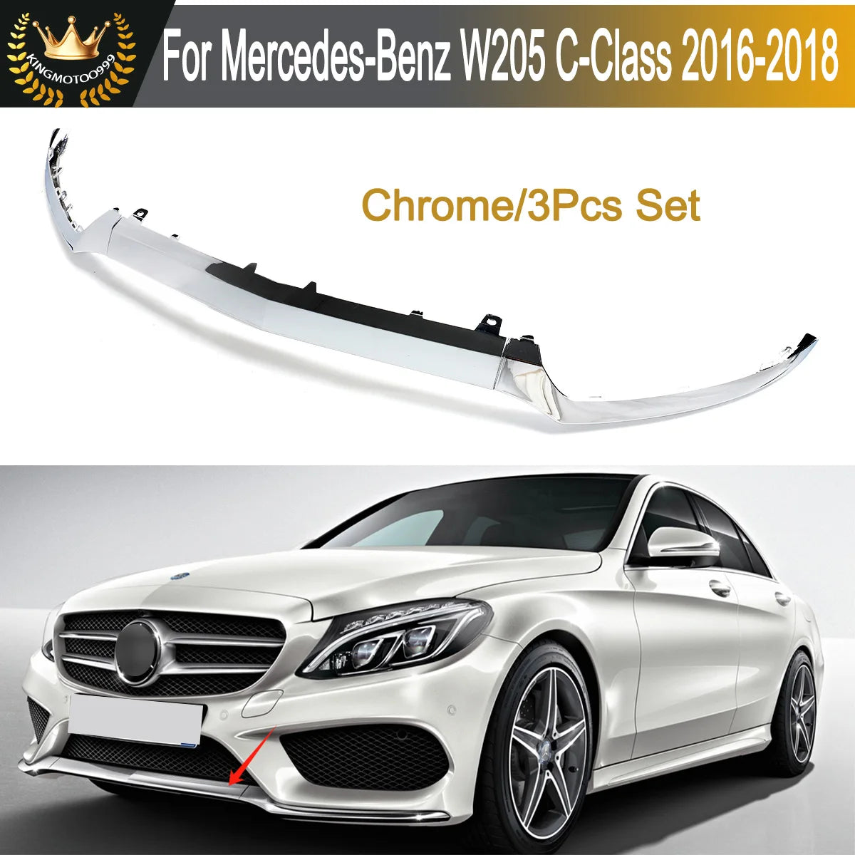 Lábio Frontal Para Choques AMG

Front Bumper Lower Lip Trim Molding Chrome for Mercedes C Class W205 2015-2018 3pcs  Set Front Bumper Lip Canard Lip Splitter