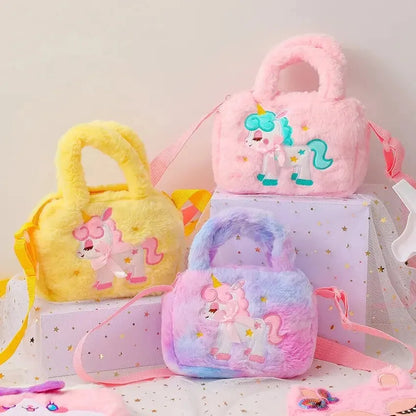 Jouet de sac en peluche licorne à bandoulière pour enfant