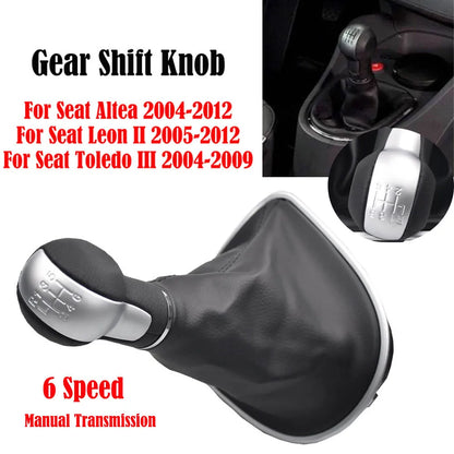 For Seat Altea 2004-2012 Leon II 2005-2012 Toledo III 2004-2009 Gear Shift Knob Lever Shifter 5 6 Speed With Leather Gaiter Boot