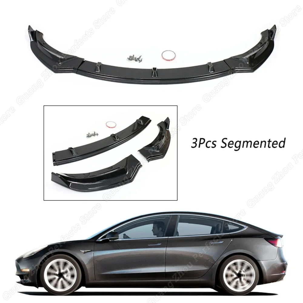 Lèvre avant Tesla

 Déflecteur de lèvre de pare-choc avant de voiture, 3 pièces, Kit de carrosserie, séparateur de becquet, diffuseur, protection pour Tesla modèle 3 segmenté, nouveau