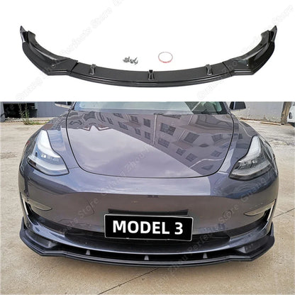 Lèvre avant Tesla

 Déflecteur de lèvre de pare-choc avant de voiture, 3 pièces, Kit de carrosserie, séparateur de becquet, diffuseur, protection pour Tesla modèle 3 segmenté, nouveau