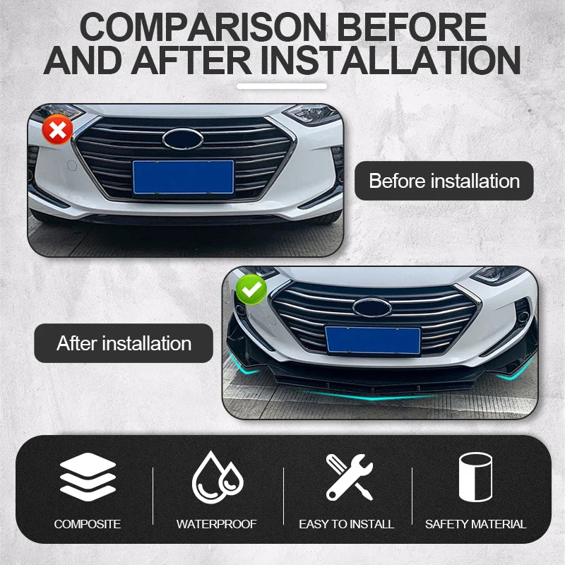 Lèvre avant universelle

 Pelle de pare-choc avant améliorée, 5 pièces, avec conception étagée, matériau ABS de haute qualité, accessoires de voiture, Promotion dans un nouveau magasin, 5 pièces