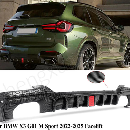 Difusor com Stop F1  BMW X3 G01 LCI M Sport 2022+   Preto brilhante ou carbono Aquaprint