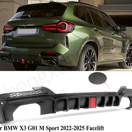 Difusor com Stop F1  BMW X3 G01 LCI M Sport 2022+   Preto brilhante ou carbono Aquaprint