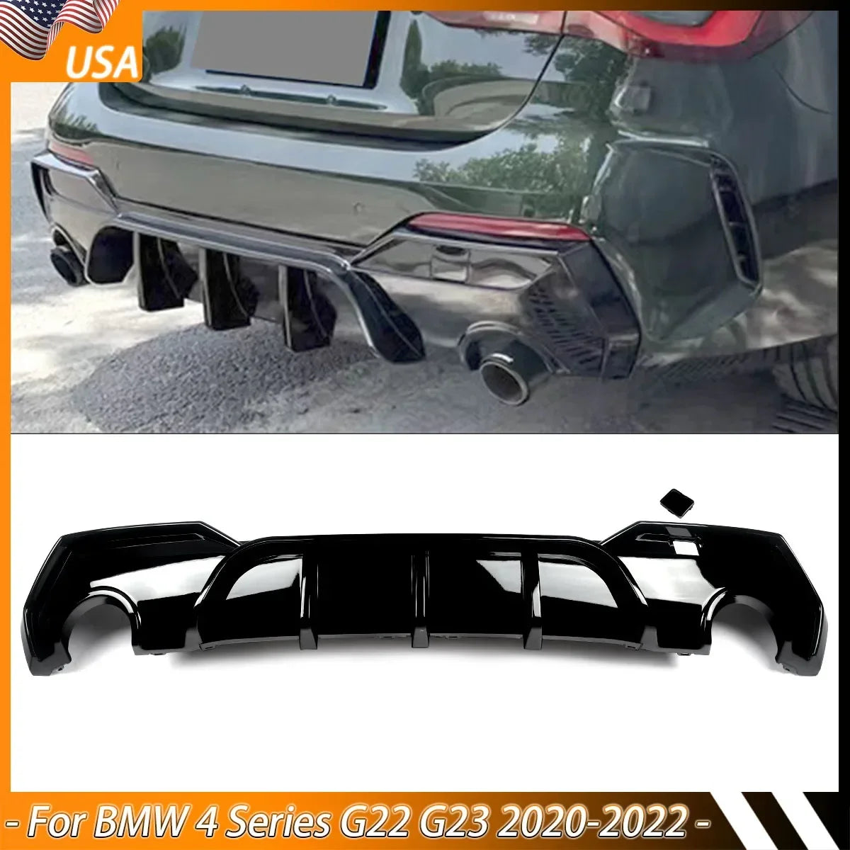 Difusor BMW 4 Series G22 G23 2020-2022 Apenas Para-Choques M

For BMW 4 Series G22 G23 2020-2022  Rear Bumper Diffuser  M440i M-Sport Gloss Black Rear Diffuser