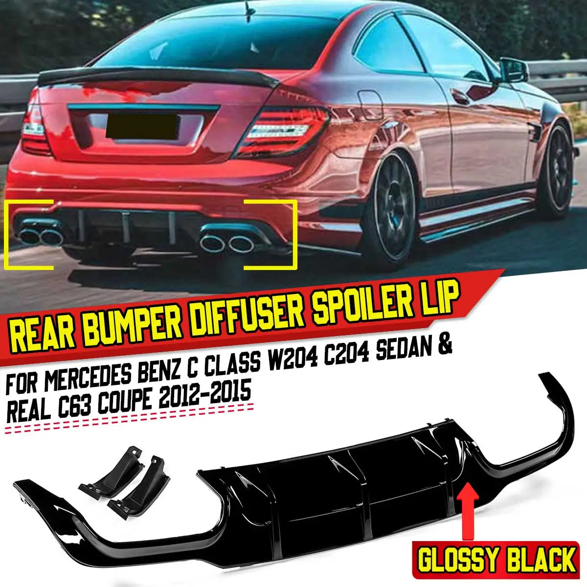 Difusor C63 Apenas Para-choques AMG

W204 Rear Bumper Diffuser Spoiler Lip Rear Bumper Protector For Mercedes For Benz C Class W204 C204 Sedan C63 Coupe 2012-2015