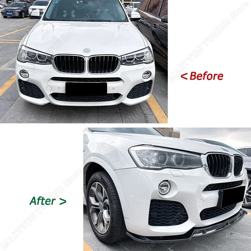 Lip Frontal

For BMW X3 X4 F25 F26 M Sport 2014-2018 Front Bumper Lip Chin Diffuser BodyKit Spoiler Deflector Tuning Accessories Gloss Black