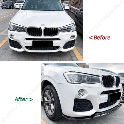 Lip Frontal

For BMW X3 X4 F25 F26 M Sport 2014-2018 Front Bumper Lip Chin Diffuser BodyKit Spoiler Deflector Tuning Accessories Gloss Black