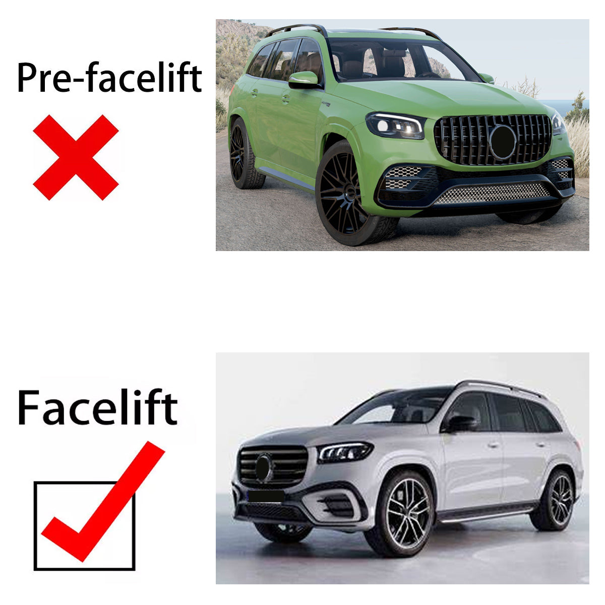 Grelha Gtr Preto brilhante Mercedes-Benz gls w167 x167