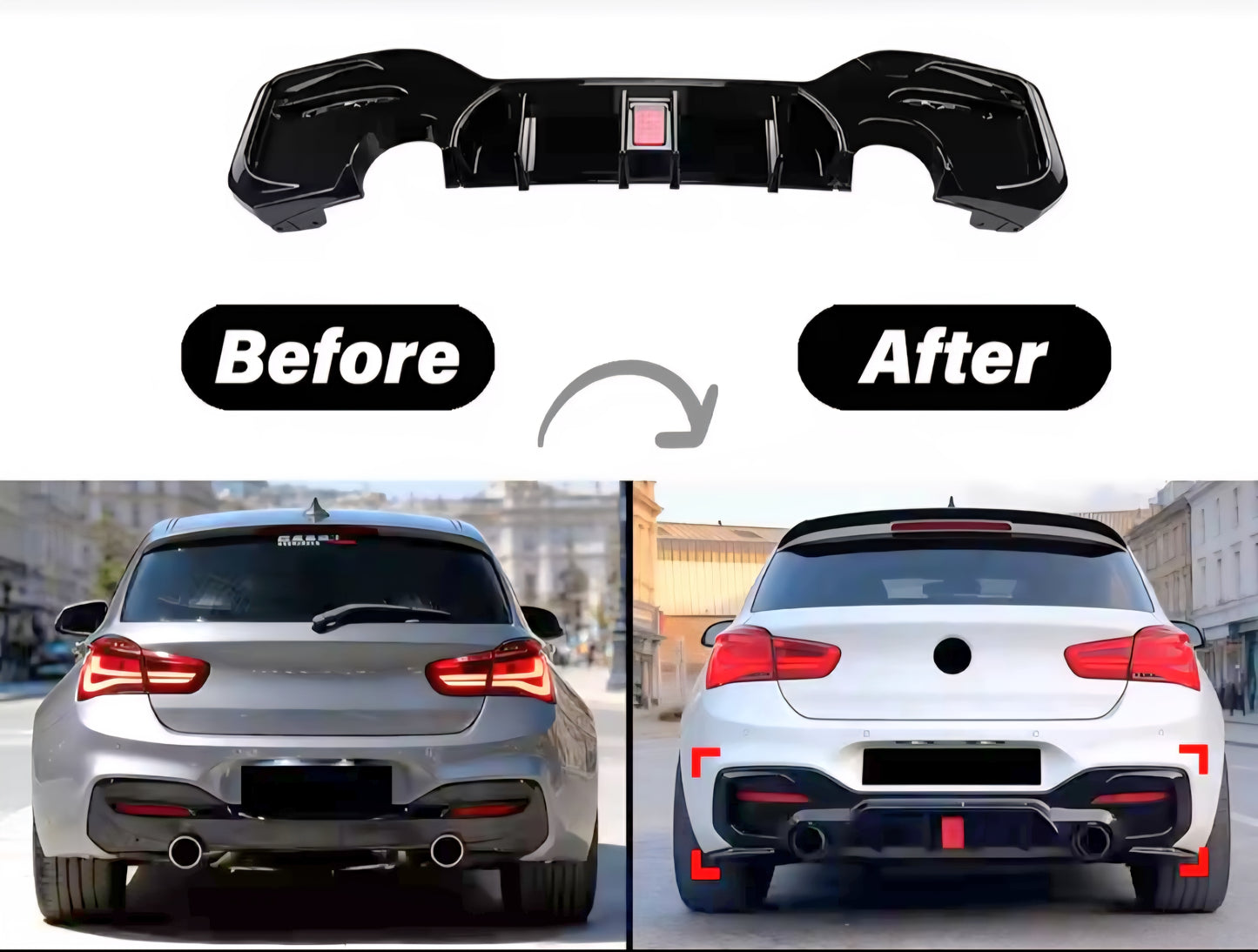 Difusor M Performance com stop estilo F1 Bmw F20 Lci Carbon Aquaprint